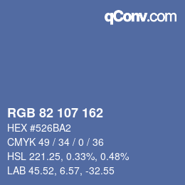 カラーコード: RGB 82 107 162 | qconv.com