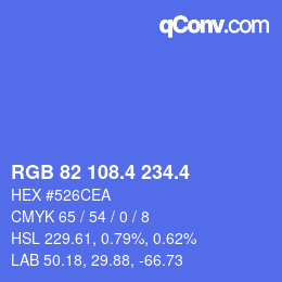 カラーコード: RGB 82 108.4 234.4 | qconv.com