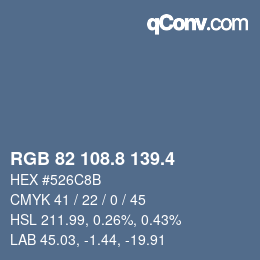 カラーコード: RGB 82 108.8 139.4 | qconv.com