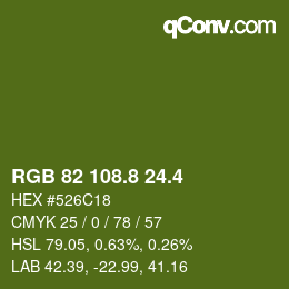 カラーコード: RGB 82 108.8 24.4 | qconv.com