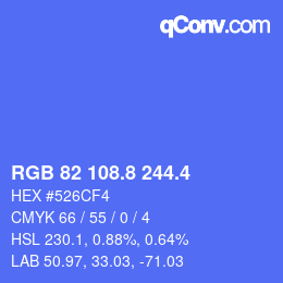 カラーコード: RGB 82 108.8 244.4 | qconv.com