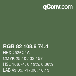 カラーコード: RGB 82 108.8 74.4 | qconv.com