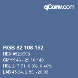 カラーコード: RGB 82 108 152 | qconv.com
