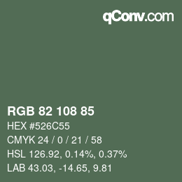 Color code: RGB 82 108 85 | qconv.com