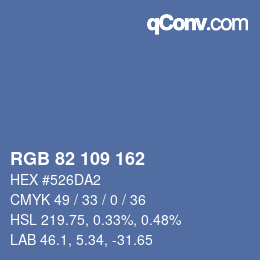 Color code: RGB 82 109 162 | qconv.com