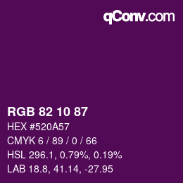 颜色代码: RGB 82 10 87 | qconv.com