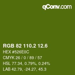 カラーコード: RGB 82 110.2 12.6 | qconv.com