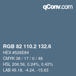 カラーコード: RGB 82 110.2 132.6 | qconv.com