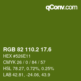 カラーコード: RGB 82 110.2 17.6 | qconv.com