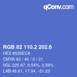 カラーコード: RGB 82 110.2 202.6 | qconv.com