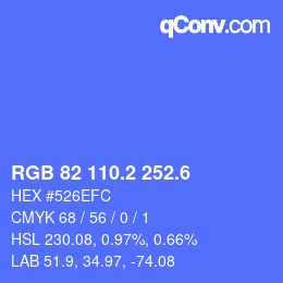 カラーコード: RGB 82 110.2 252.6 | qconv.com