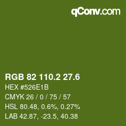 カラーコード: RGB 82 110.2 27.6 | qconv.com