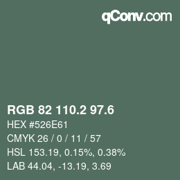 カラーコード: RGB 82 110.2 97.6 | qconv.com