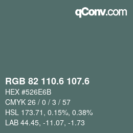カラーコード: RGB 82 110.6 107.6 | qconv.com