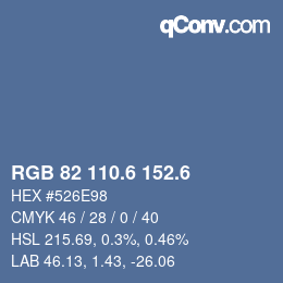 カラーコード: RGB 82 110.6 152.6 | qconv.com