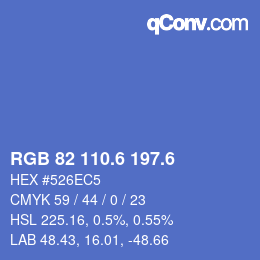 カラーコード: RGB 82 110.6 197.6 | qconv.com