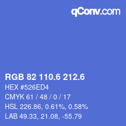 カラーコード: RGB 82 110.6 212.6 | qconv.com