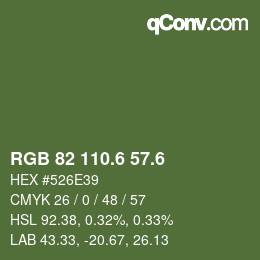 カラーコード: RGB 82 110.6 57.6 | qconv.com