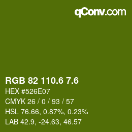 カラーコード: RGB 82 110.6 7.6 | qconv.com