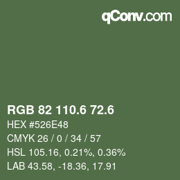 カラーコード: RGB 82 110.6 72.6 | qconv.com
