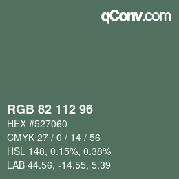 Código de color: RGB 82 112 96 | qconv.com