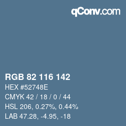 Color code: RGB 82 116 142 | qconv.com