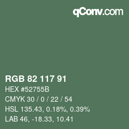 Farbcode: RGB 82 117 91 | qconv.com