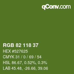 Color code: RGB 82 118 37 | qconv.com