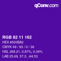 Color code: RGB 82 11 162 | qconv.com