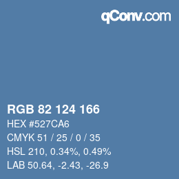 Color code: RGB 82 124 166 | qconv.com