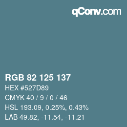 カラーコード: RGB 82 125 137 | qconv.com