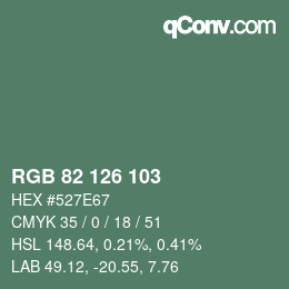 颜色代码: RGB 82 126 103 | qconv.com