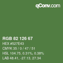Color code: RGB 82 126 67 | qconv.com