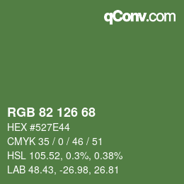 カラーコード: RGB 82 126 68 | qconv.com