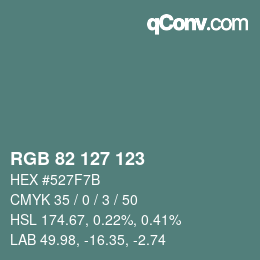 Color code: RGB 82 127 123 | qconv.com