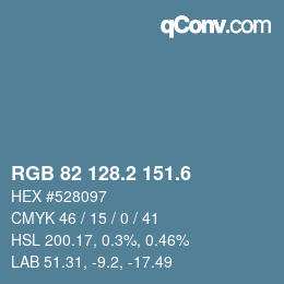 カラーコード: RGB 82 128.2 151.6 | qconv.com