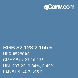 カラーコード: RGB 82 128.2 166.6 | qconv.com