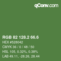 カラーコード: RGB 82 128.2 66.6 | qconv.com