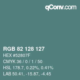 Farbcode: RGB 82 128 127 | qconv.com