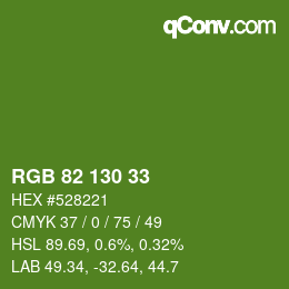 カラーコード: RGB 82 130 33 | qconv.com