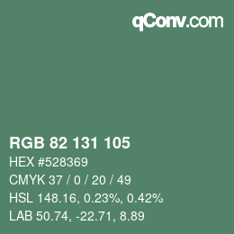 Color code: RGB 82 131 105 | qconv.com