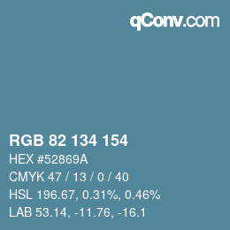 Color code: RGB 82 134 154 | qconv.com