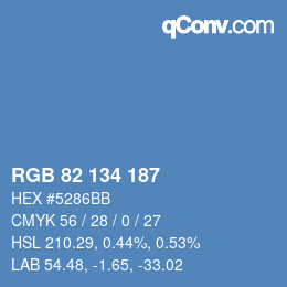 Color code: RGB 82 134 187 | qconv.com