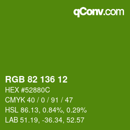 Color code: RGB 82 136 12 | qconv.com