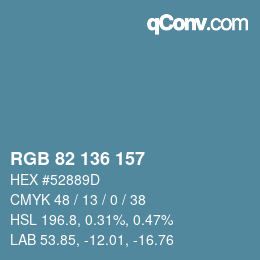 Color code: RGB 82 136 157 | qconv.com
