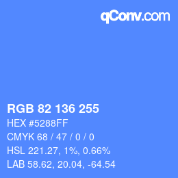Color code: RGB 82 136 255 | qconv.com