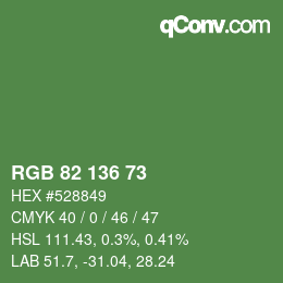 Código de color: RGB 82 136 73 | qconv.com