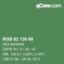 Color code: RGB 82 136 88 | qconv.com
