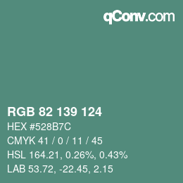 Código de color: RGB 82 139 124 | qconv.com