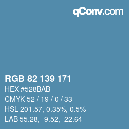 カラーコード: RGB 82 139 171 | qconv.com